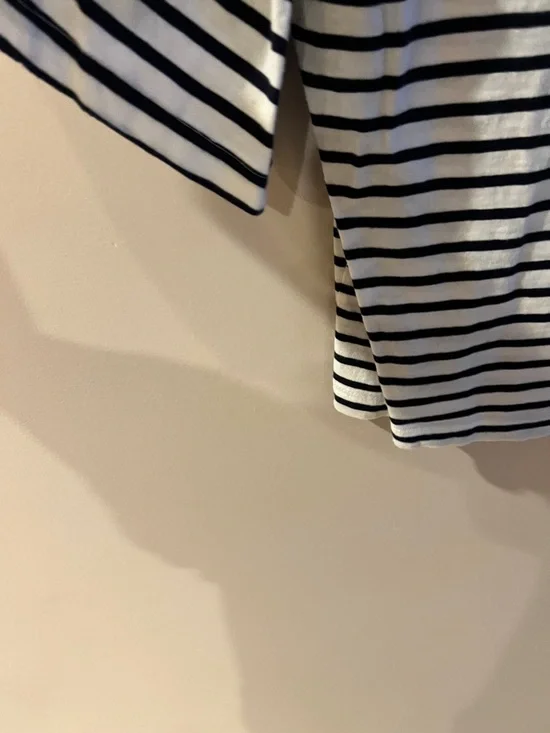 Zara Black & White Striped Short Sleeve Ruffle-Sleeve Tee Size Small - Picture 3 of 5